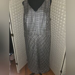 Isabel Toledo For Lane Bryant Black and Gray Tweed Sleeveless Midi Dress Size 20